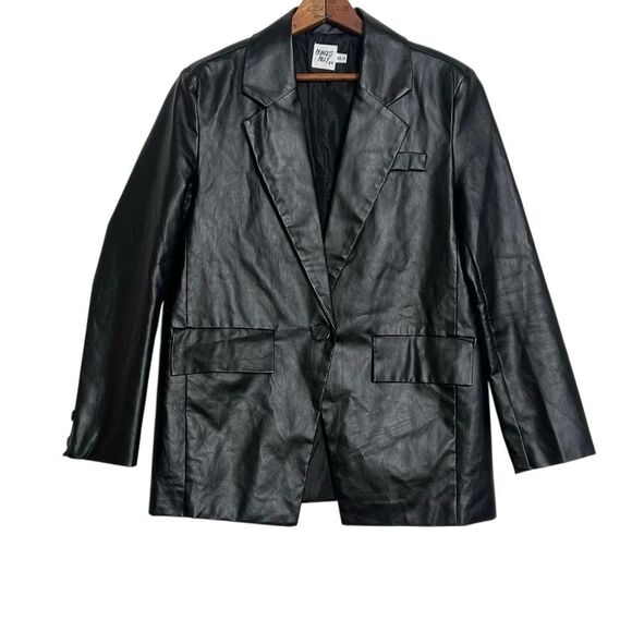 Princess Polly NWOT Jocelyn Faux Leather Single Button Blazer Black Size XS/S - Picture 2 of 11